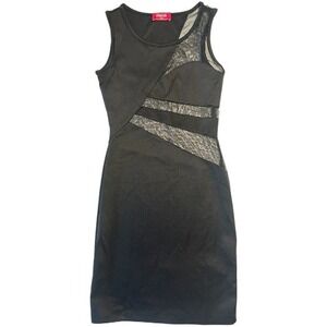 Shasa Black Bodycon Mini Dress Small Mesh Panel Sleeveless